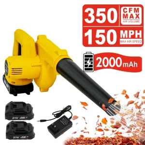 Blower 21V Portable Cordless Leaf Blower 2-in-1 with 2.0Ah Battery and Charger for Lawn Care Leaf Blowing Debris Cleaning Dust